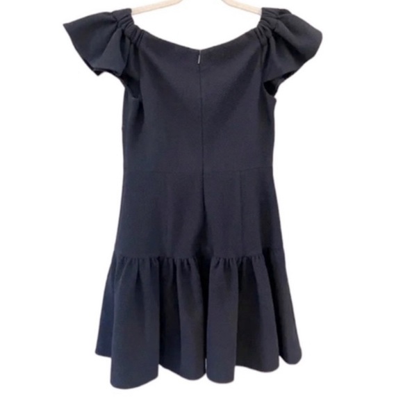 Rebecca Taylor Women's Navy Blue Off Shoulder Texture Mini Cocktail Dress 6 NWT - Picture 6 of 11